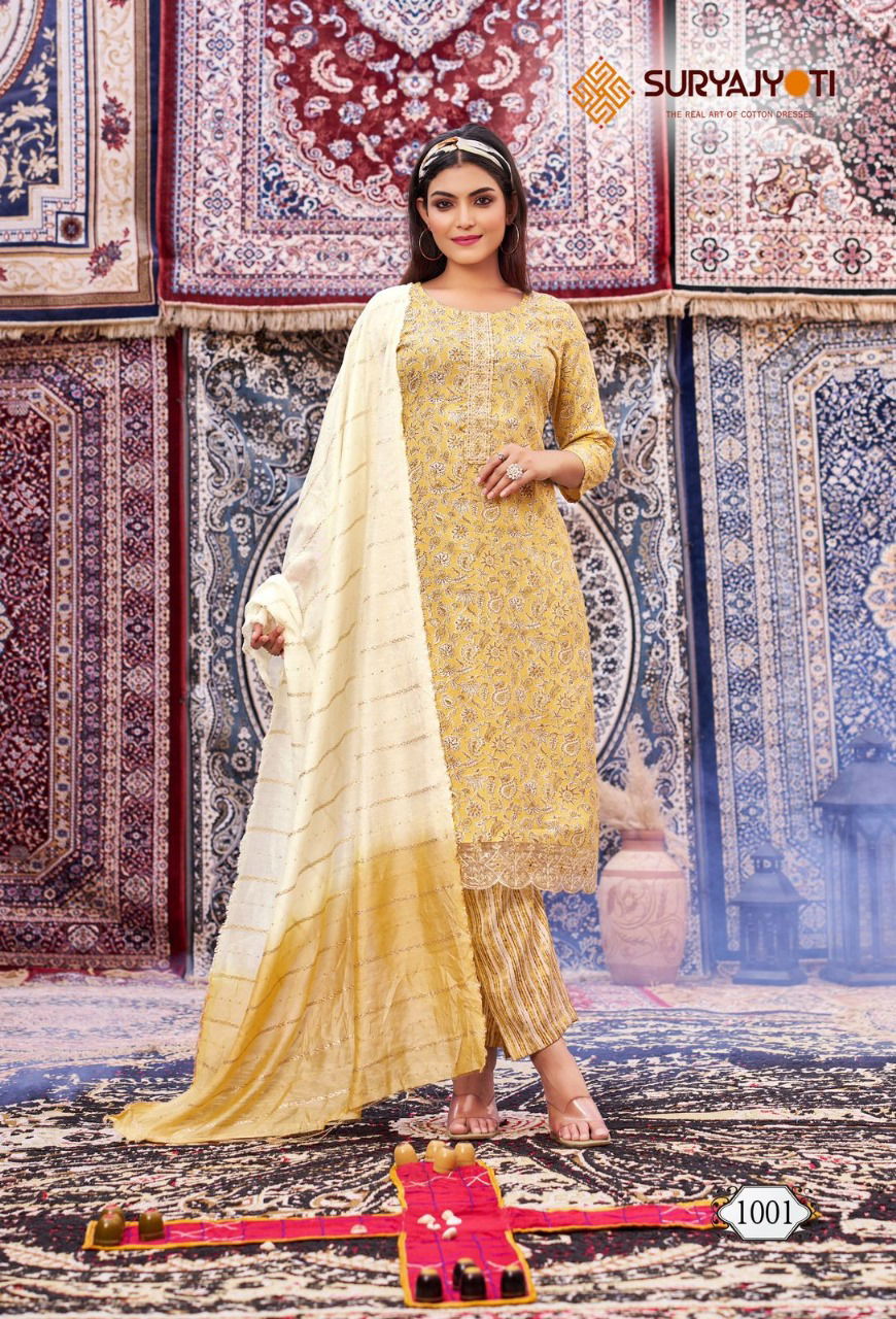 Krati Vol 1 By Suryajyoti Rayon Printed Readymade Suits Exporters In India